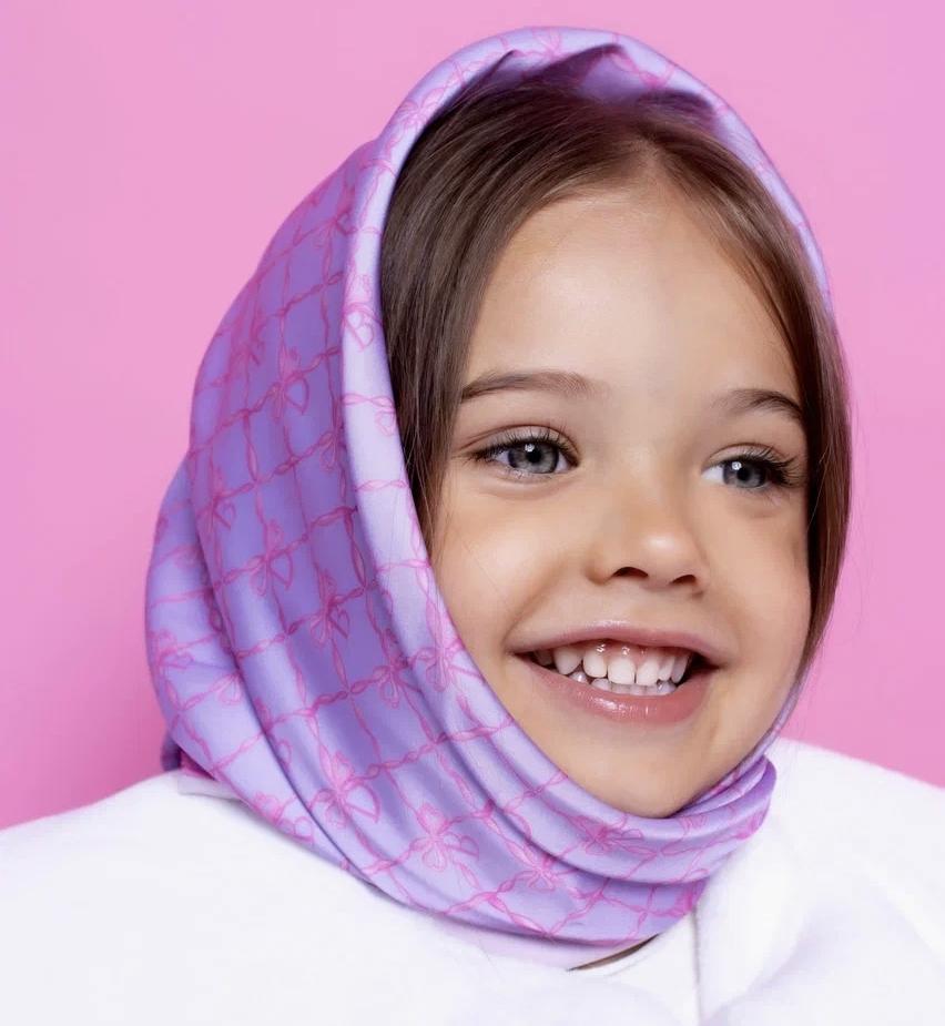 Шелковый платок "Color Dava Size L", цвет: сиреневый/малиновый