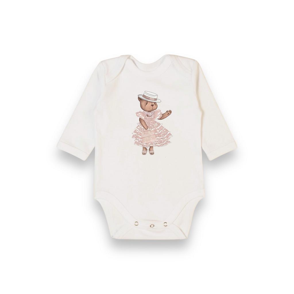 Боди с длинным  рукавом Flora цвет пудровый