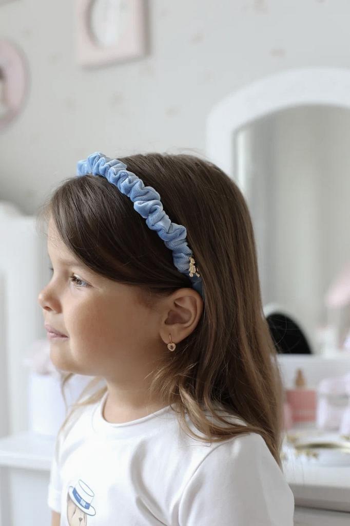 Ободок Bonjor бархатный, цвет: голубой