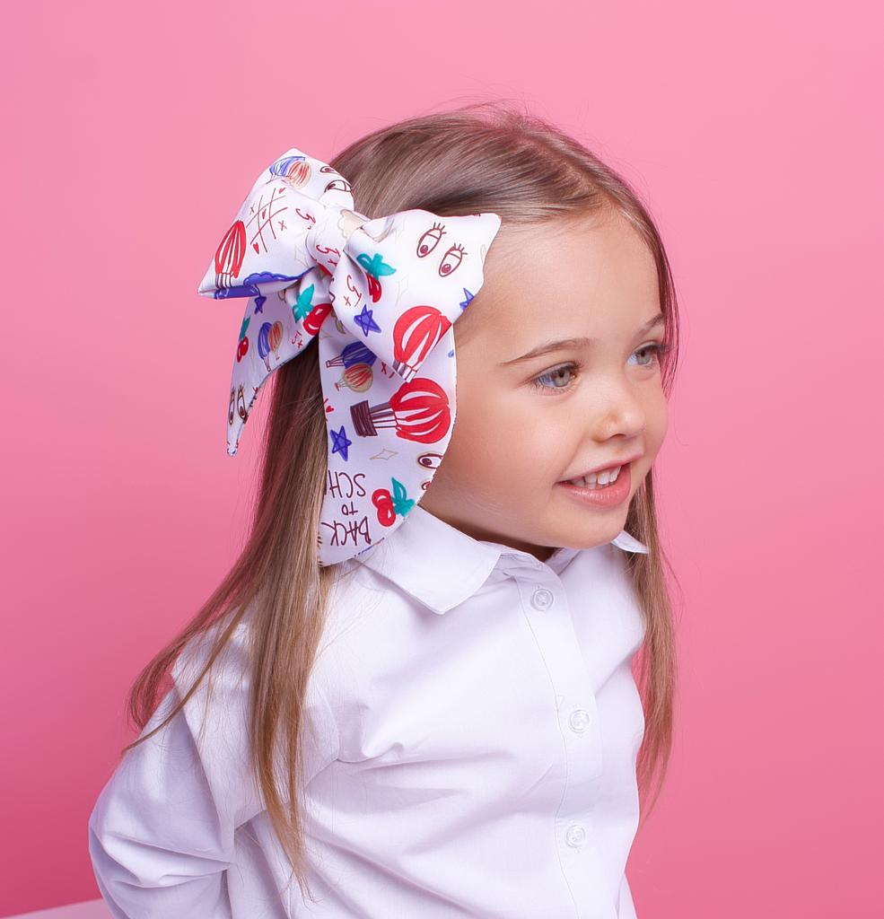 Бант на заколке «Lovely School Print Navy »