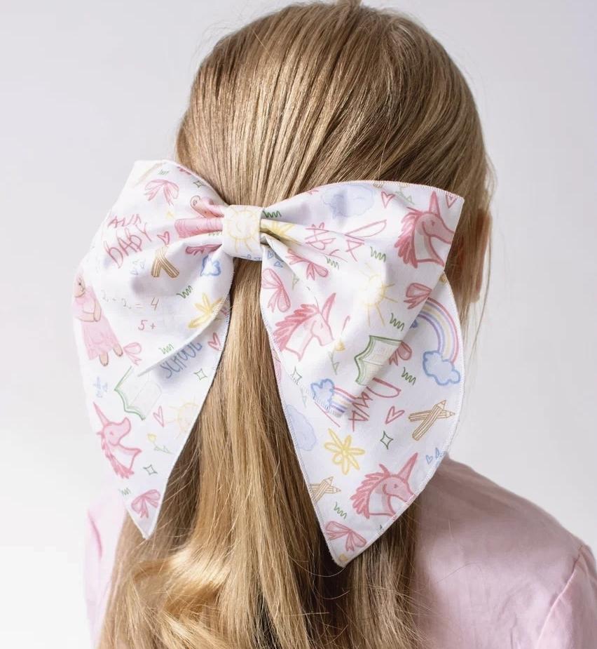 Бант на заколке «School Print Pink»