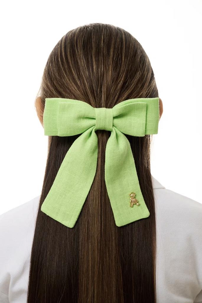 Бант на заколке льняной «Lilly». цвет: лайм
