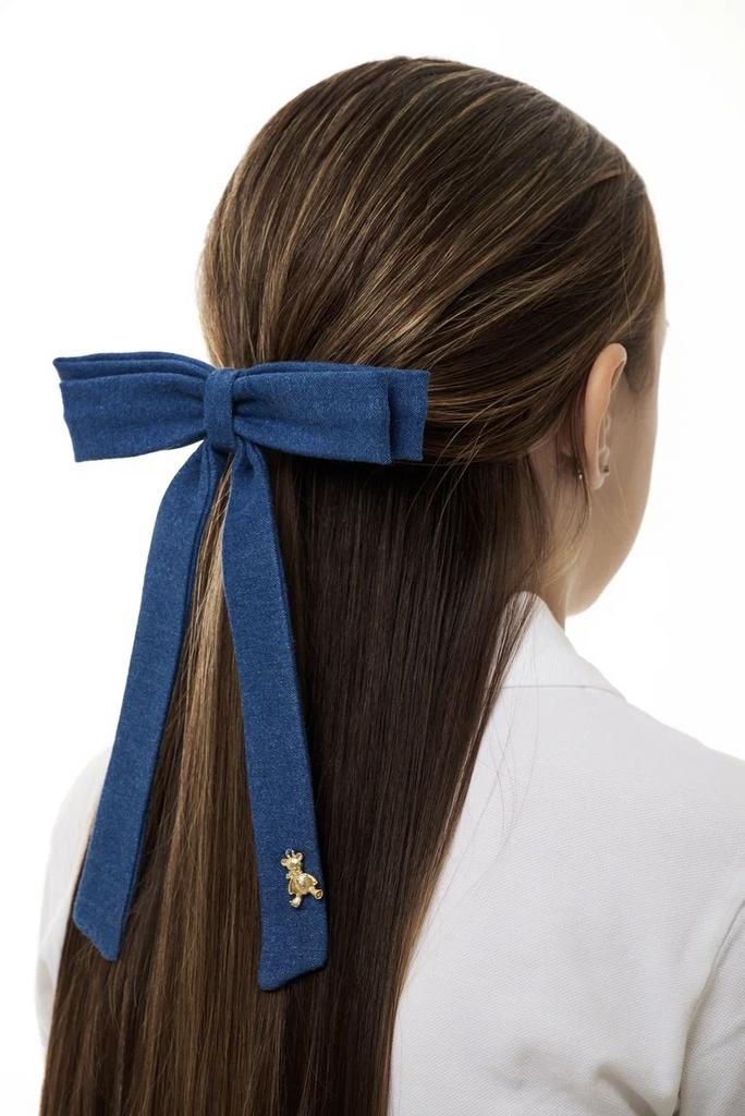 Бант на заколке  «Stefania " цвет: джинсовый