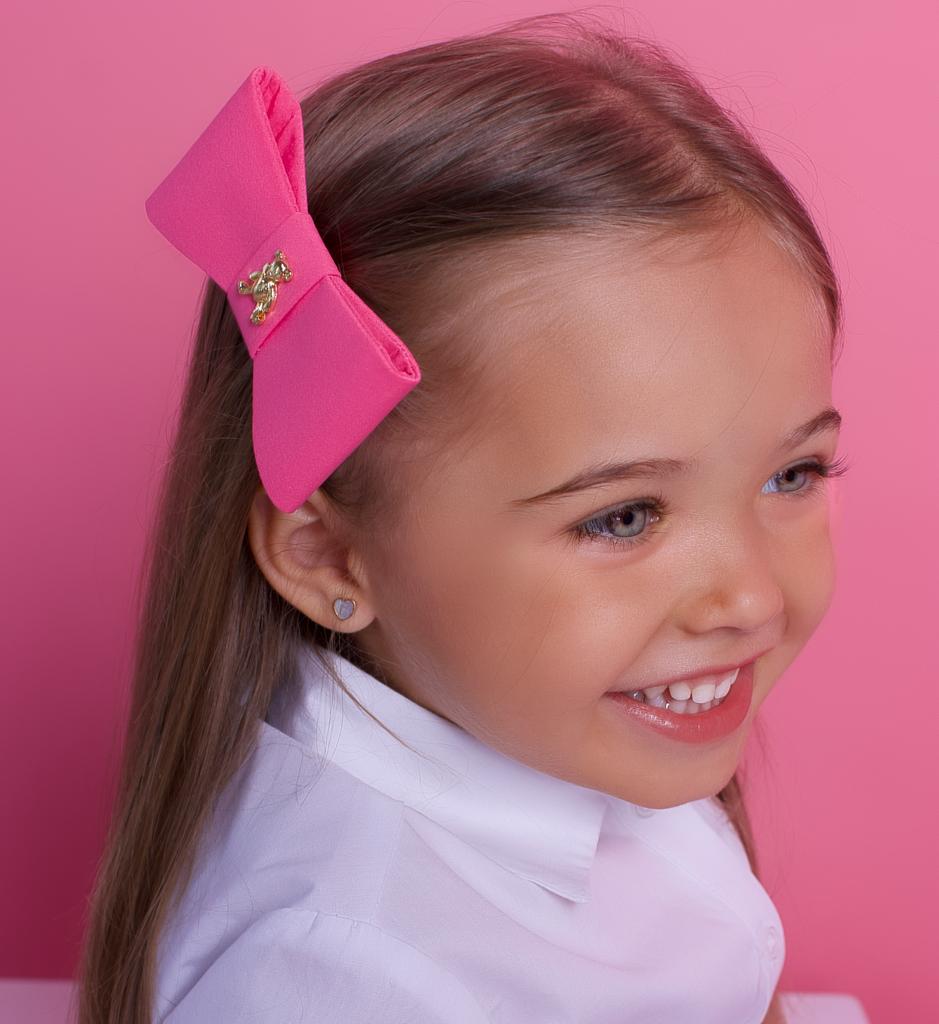 Бант на заколке "Betty gold bear XS" цвет: малиновый