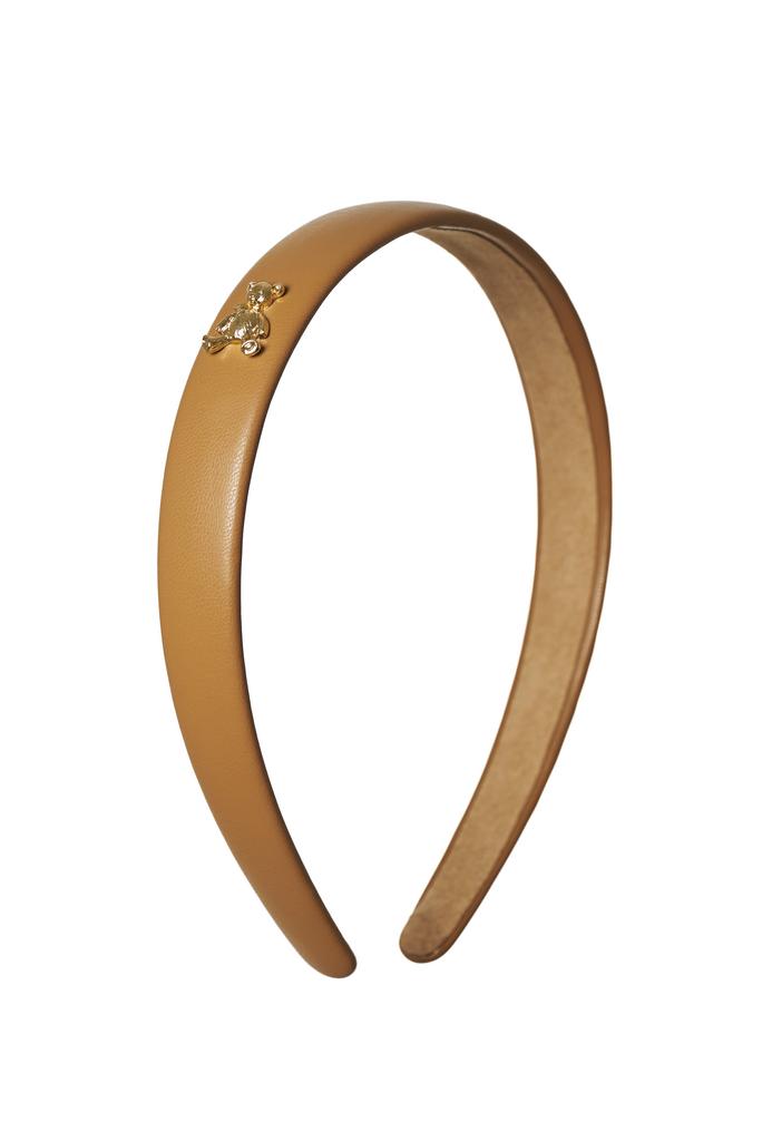 Ободок кожанный  "Золотой мишка" цвет: бежевый