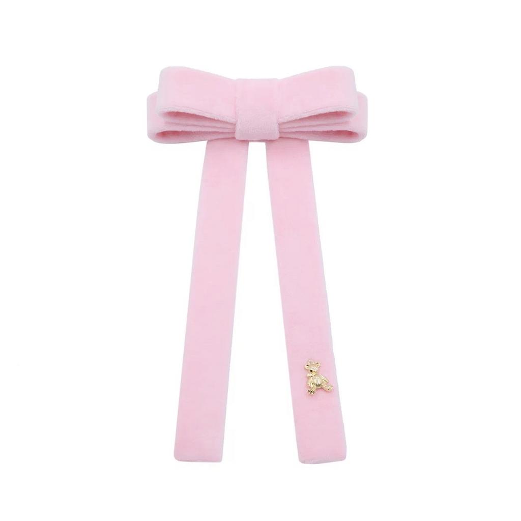 Бант велюровый на заколке "Bonny" цвет: светло-розовый