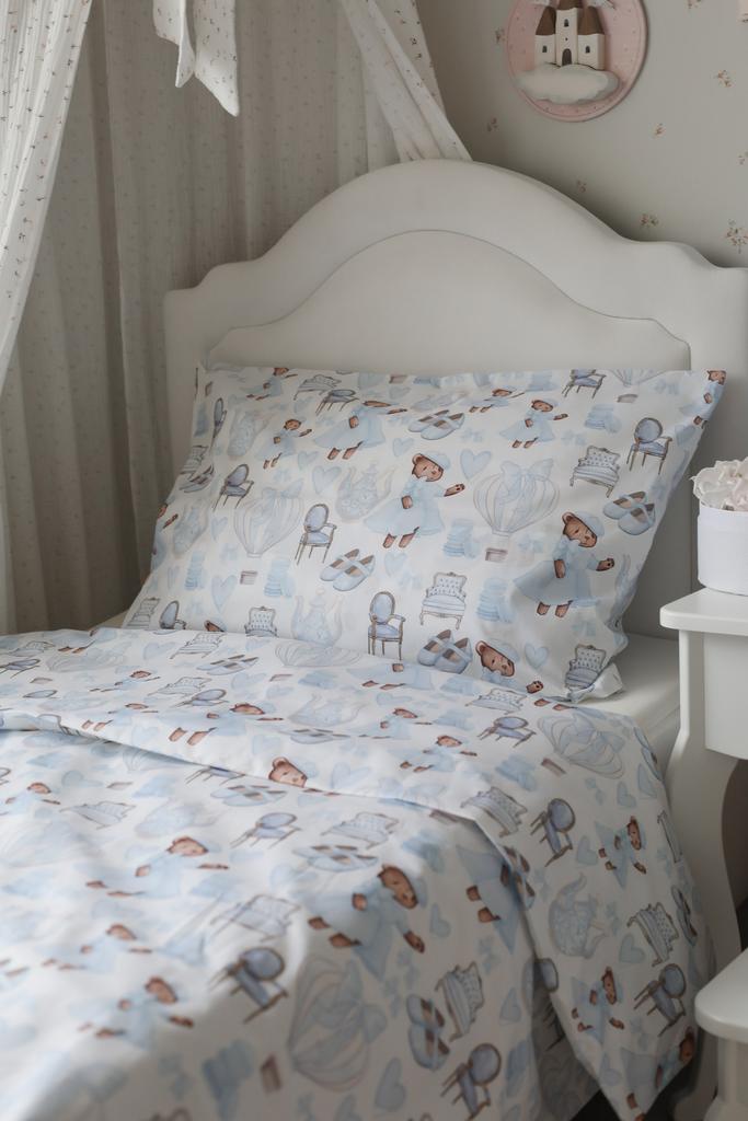 Комплект постельного белья Silk Dava цвет: белый/голубой