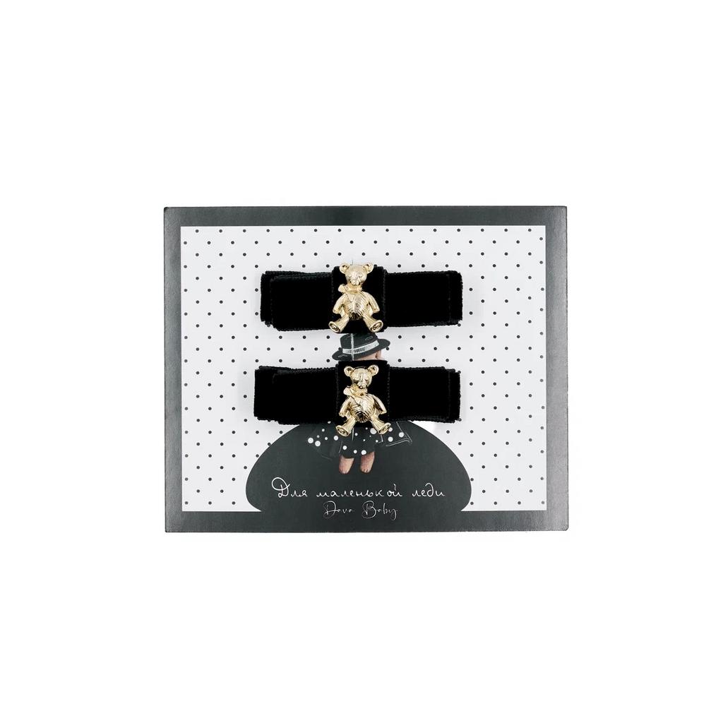 Набор заколок из 2 штук  "Sweet bear" цвет:черный