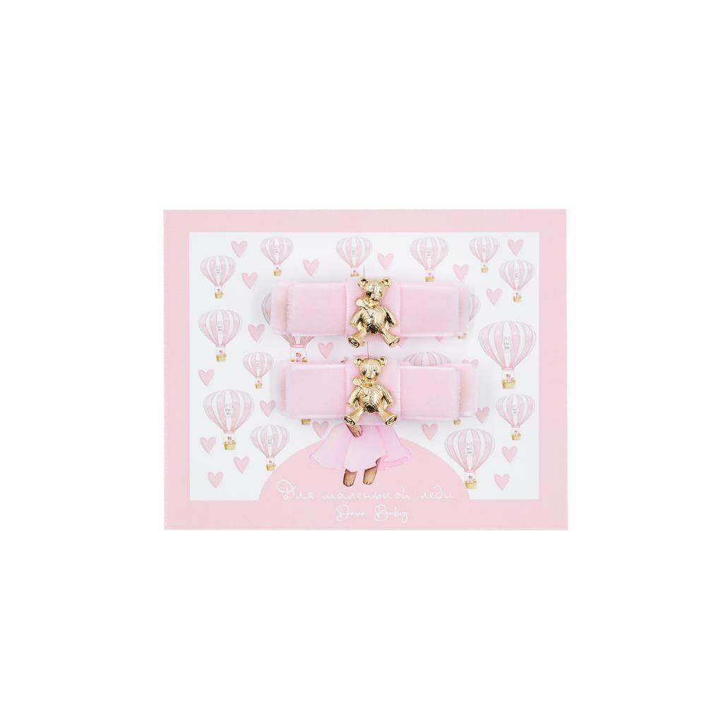 Набор заколок из 2 штук  "Sweet bear" цвет: нежно-розовый