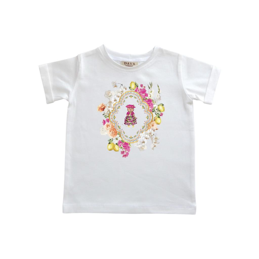 Футболка "Flowers and Lemon" цвет: айвори