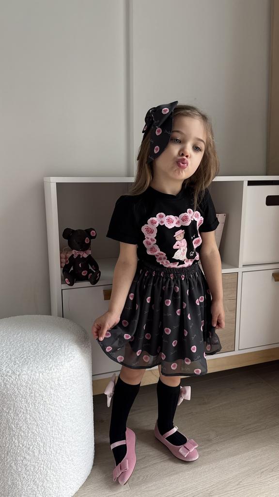 Комплект для девочки  "ROSE BLACK LOVE" (юбка шифоновая + футболка)