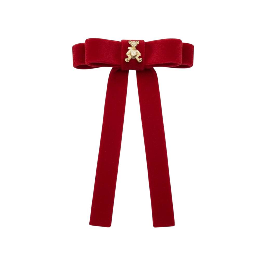Бант  бархатный на заколке "Bonny mini" цвет: красный
