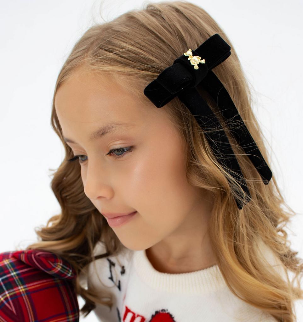 Бант  бархатный на заколке "Bonny mini" цвет: черный