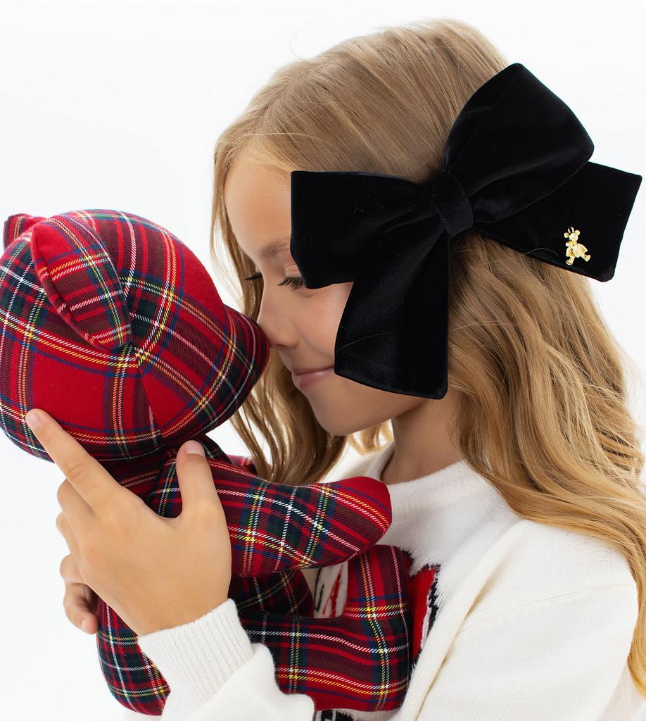 Велюровый бант на заколке «Luxe Velvet Bear» цвет: черный