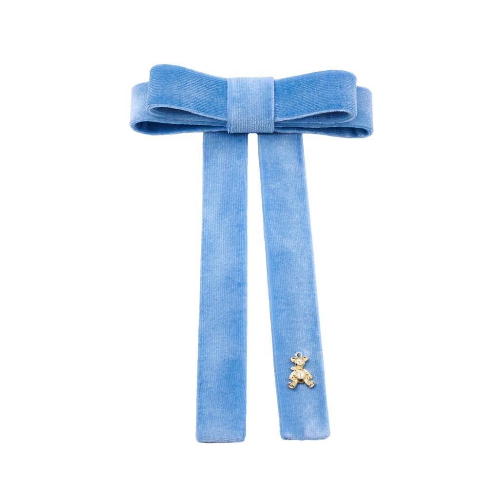 Бант бархатный на заколке "Bonny" цвет: голубой