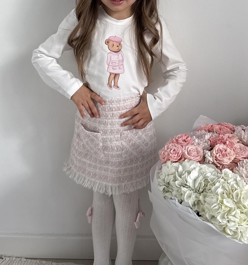 Юбка твидовая цвет: розовый PRE-ORDER (предзаказ 10 дней)