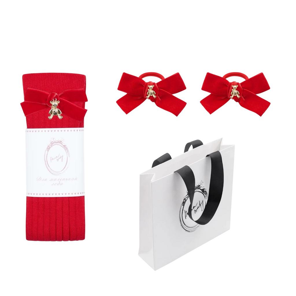 Гольфы  "Золотой мишка" + 2 резинки  "Золотой мишка" mini цвет: красный