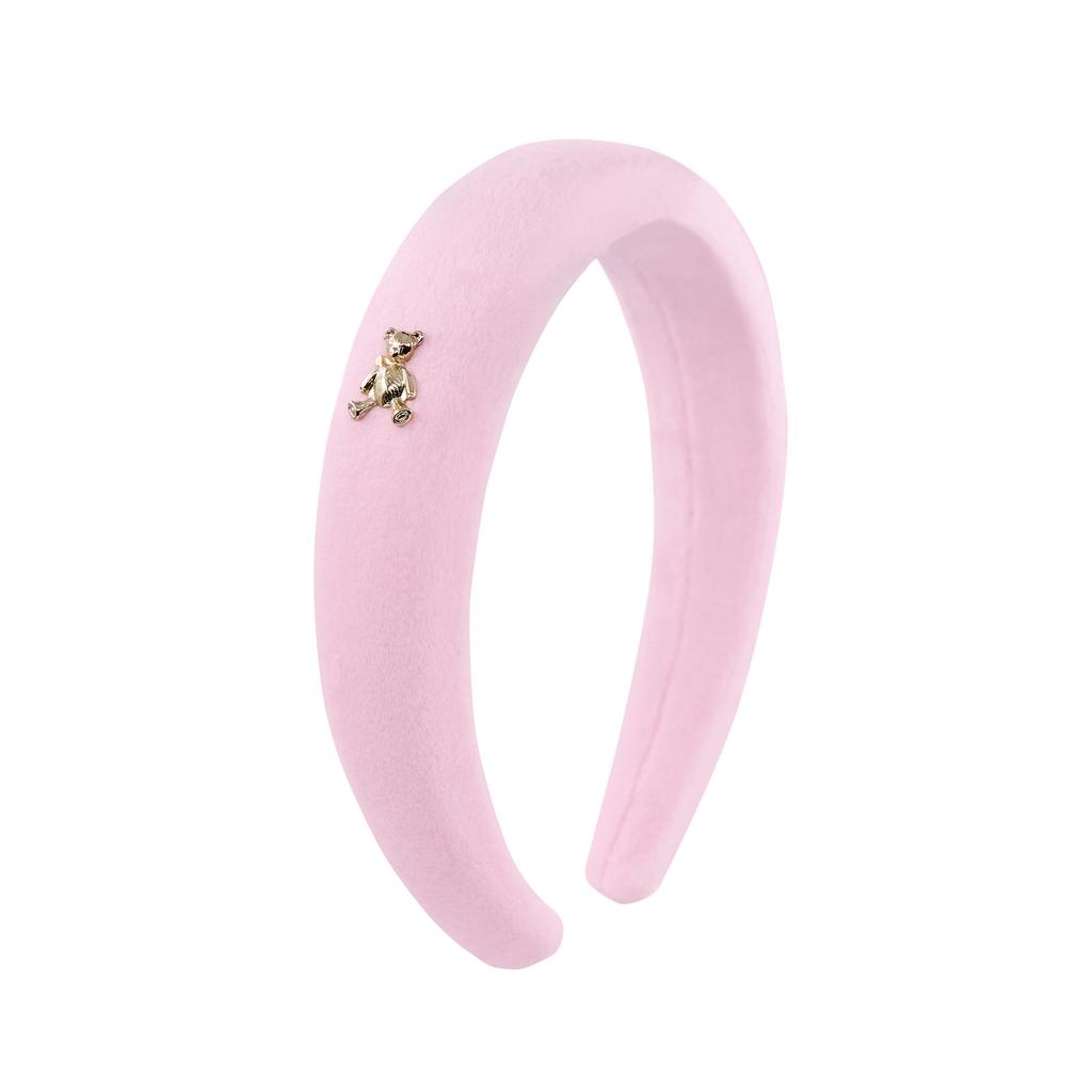 Ободок велюровый "Velvet Gold Bear" цвет: розовый