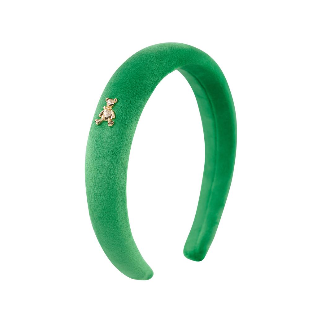 Ободок велюровый "Velvet Gold Bear" цвет: травяной зеленый