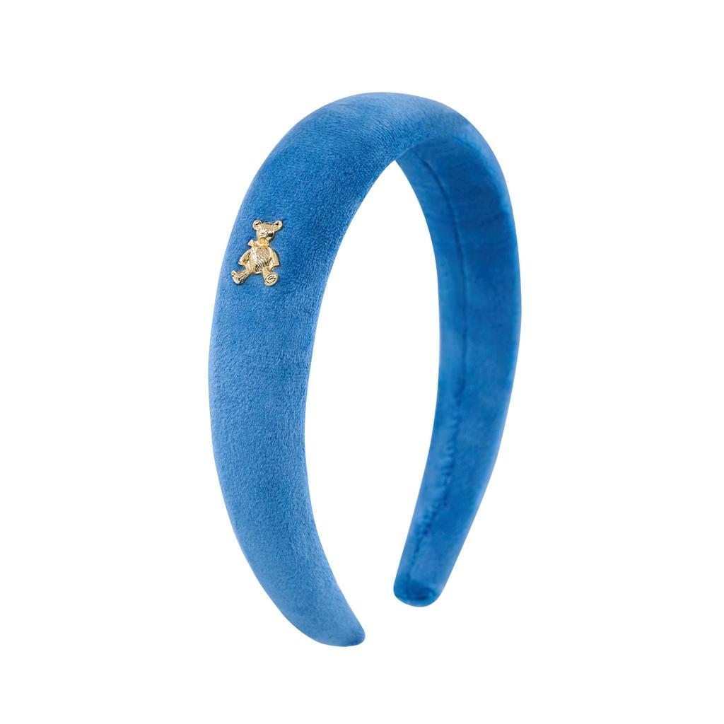 Ободок велюровый "Velvet Gold Bear" цвет: лазурный