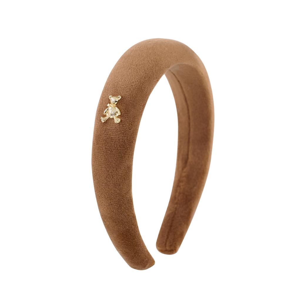 Ободок велюровый "Velvet Gold Bear" цвет: коричневый