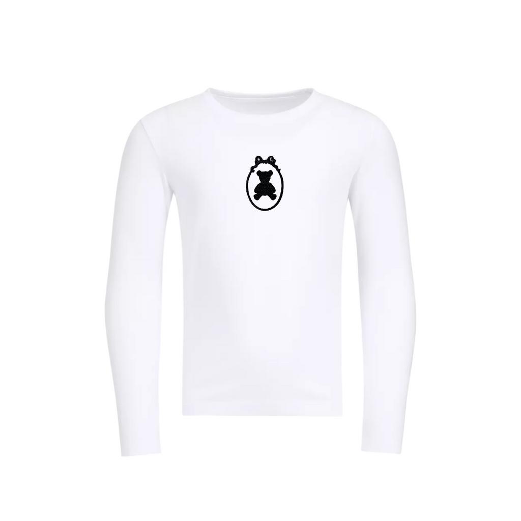 Лонгслив с вышивкой Dava Bear Vintage , цвет: белый/черная вышивка