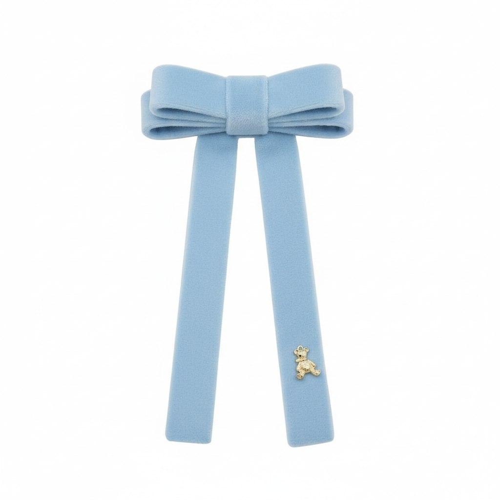 Бант велюровый на заколке "Bonny" цвет: голубой
