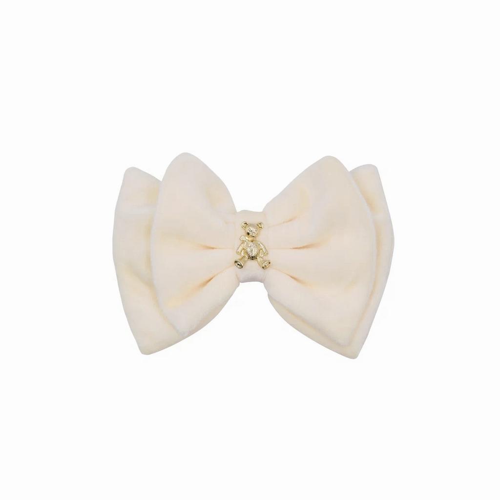 Велюровый бант на заколке Velvet Gold Bear , цвет: сливочное масло