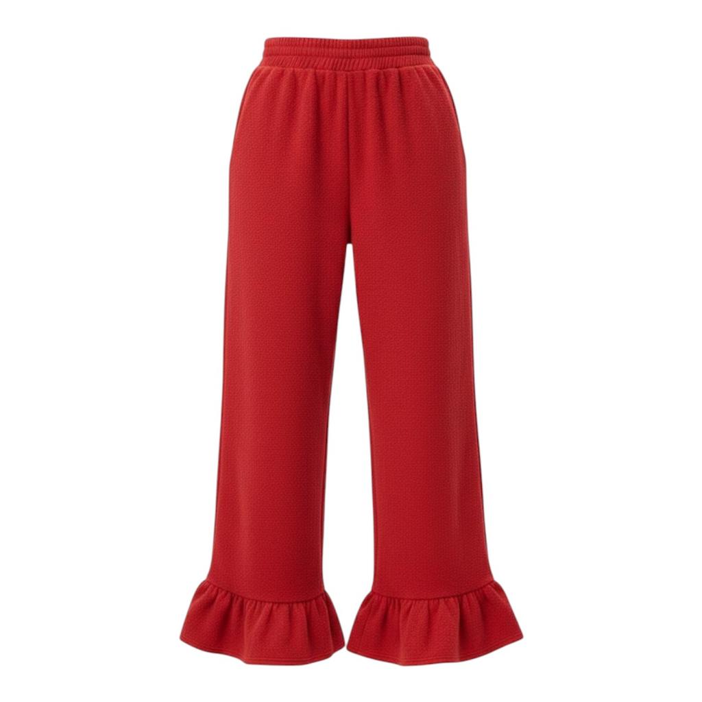 Брюки с оборками, цвет: красный