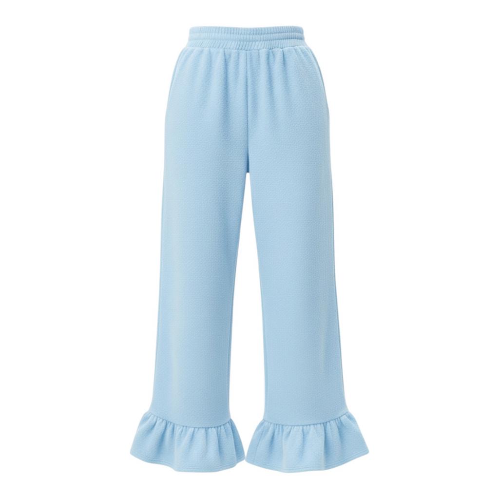Брюки с оборками, цвет: небесный голубой
