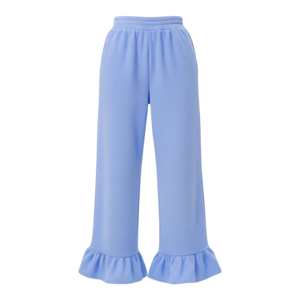 Брюки с оборками, цвет: васильковый