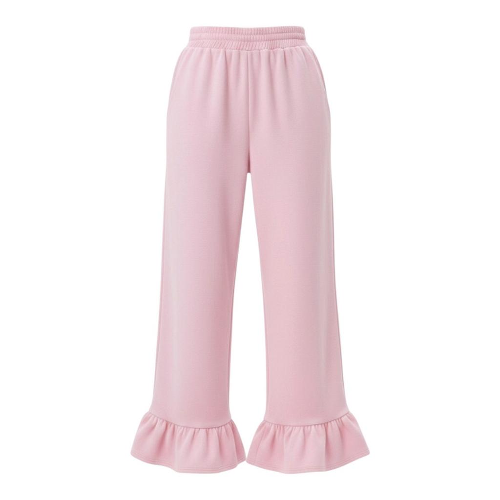 Брюки с оборками, цвет: розовый