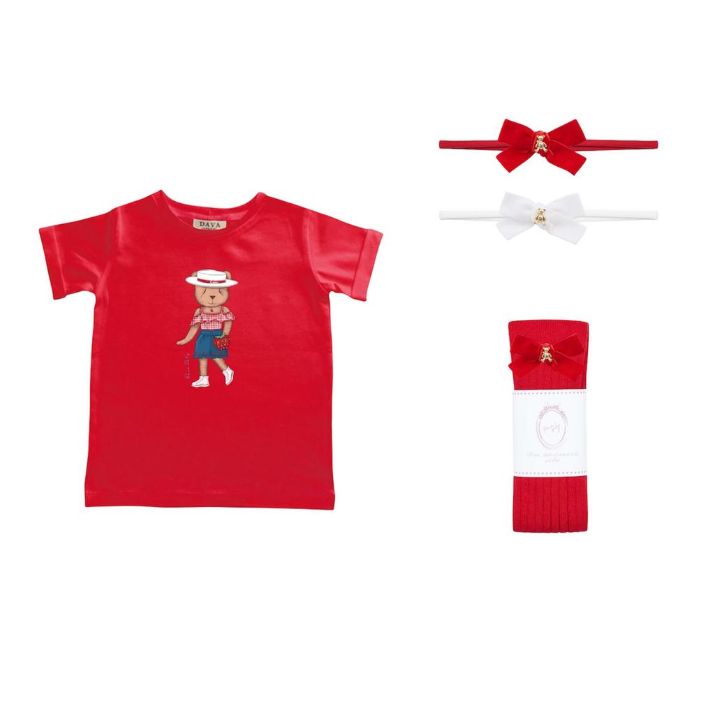 Комплект в красном цвете для малышки 80-86 см