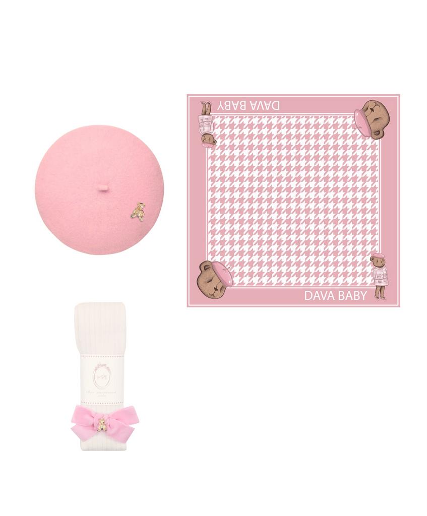 Комплект весенний Scotland Darli Pink (берет, платок, колготки)