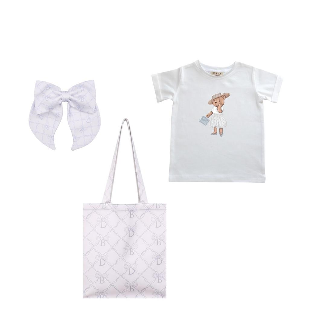 Комплект с шоппером Dava Color (футболка, шоппер, бант на заколке) цвет: голубой