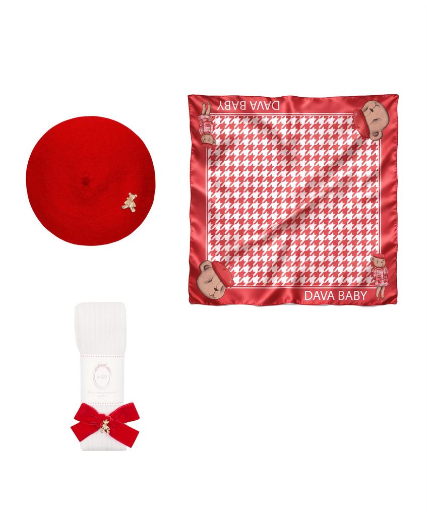 Комплект : берет, колготки, платок Scotland Darli Red