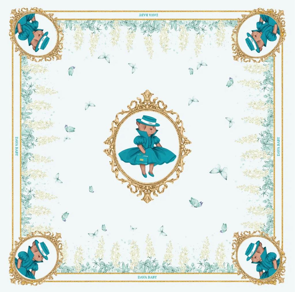 Шелковый платок Bear and Butterflies , цвет : тиффани