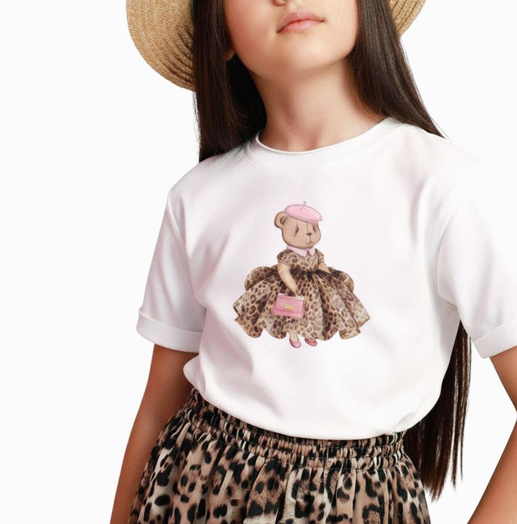 Футболка Teddy Leopard Chic, цвет айвори