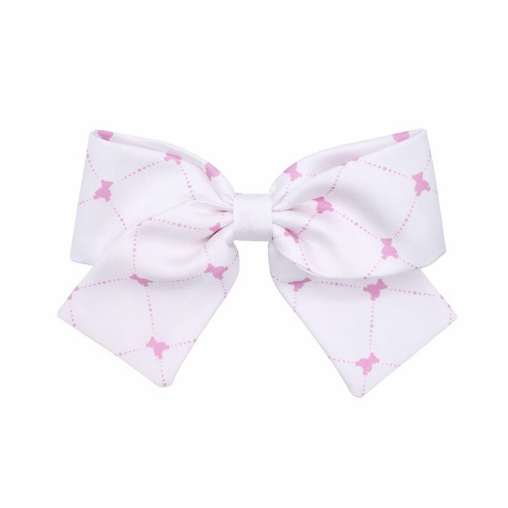 Бант на заколке Silk Dava Teddy Bear, цвет : белый/розовый