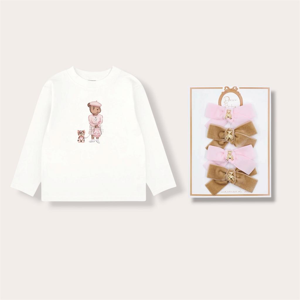 Лонгслив Charlotte and Mimi + набор заколок «Золотой мишка»