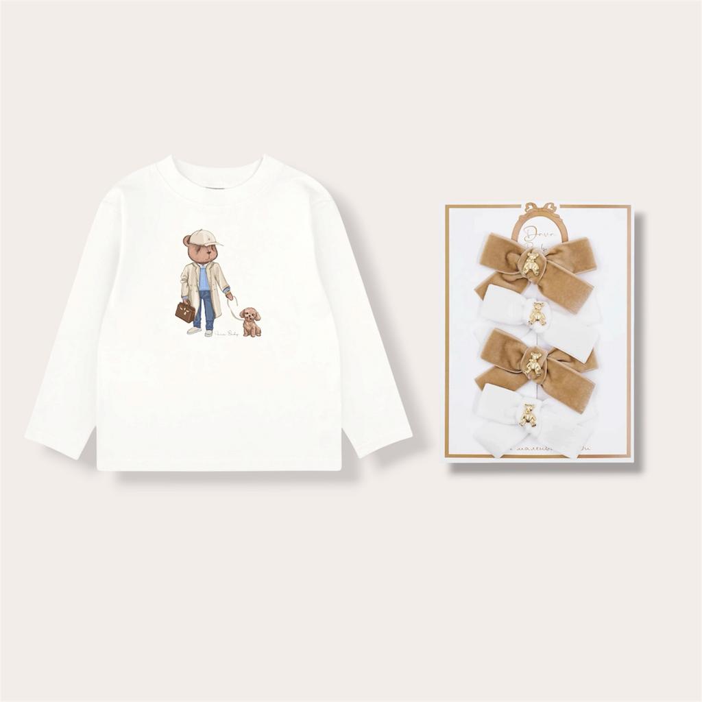 Лонгслив Ophelia and Coco + набор заколок «Золотой мишка»