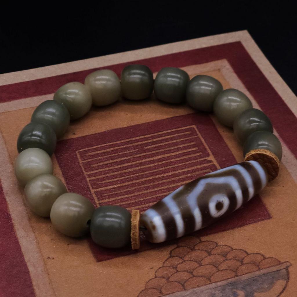 Браслет с бусиной дзи 3 глаза и Бодхи N°2