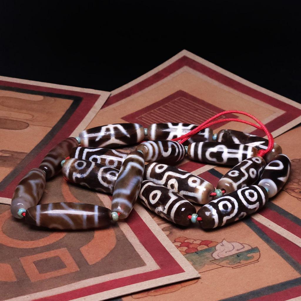 Набор бусин Дзи (16 штук) N°2