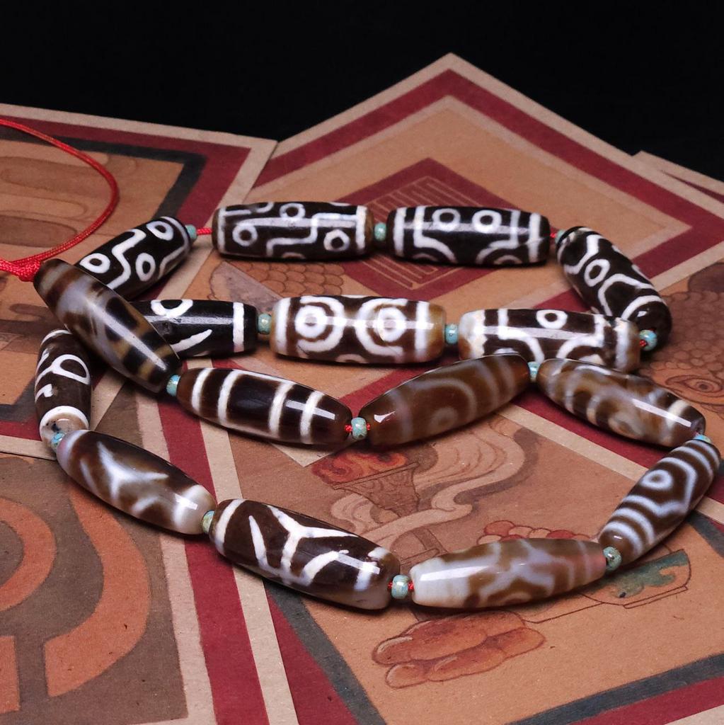 Набор бусин Дзи (16 штук) N°3