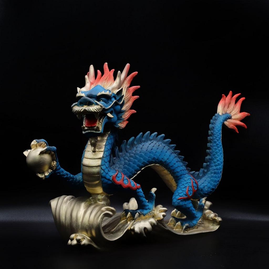 Дракон синий с ручной росписью
