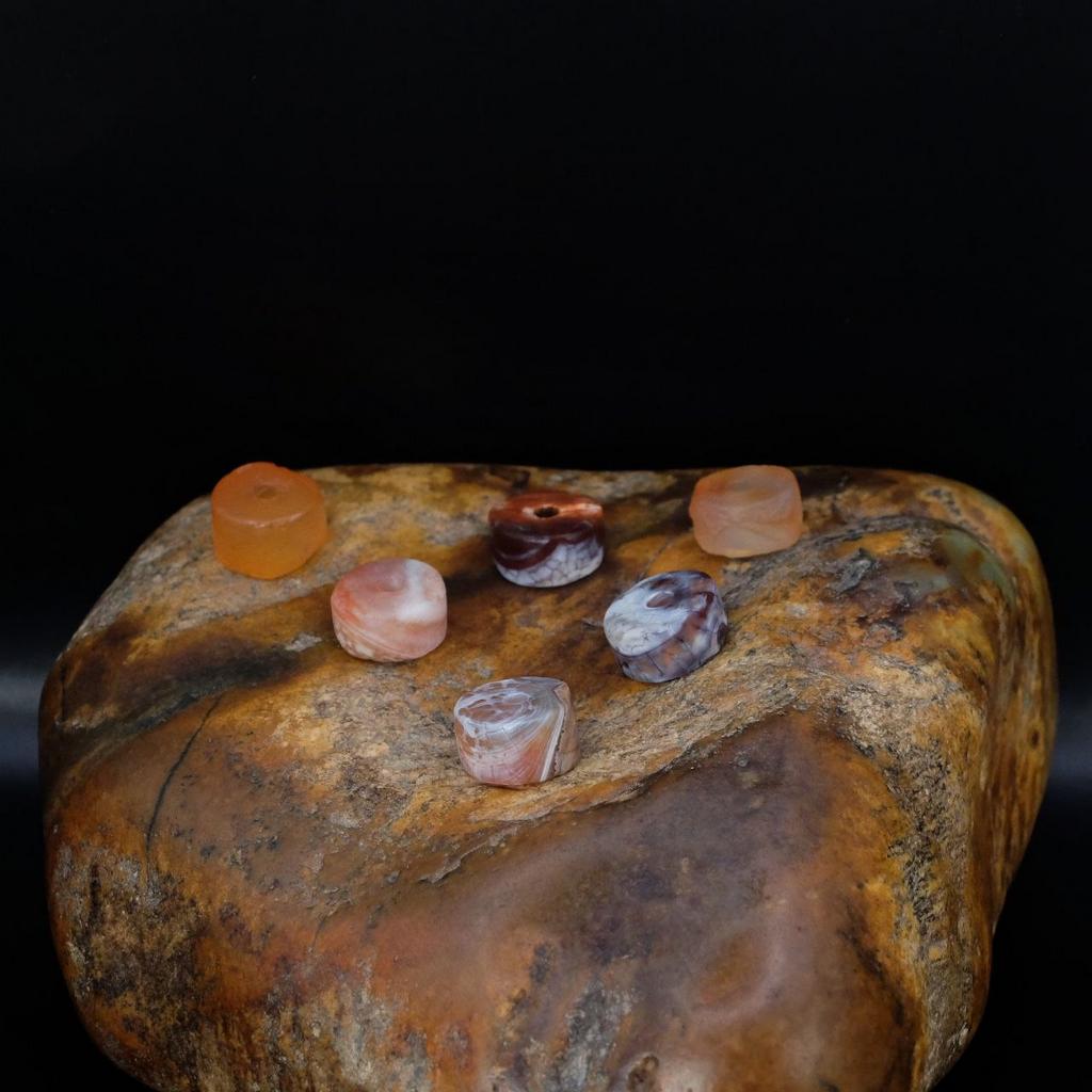 Бусина "Старый агат" шайба с белым кракелюром