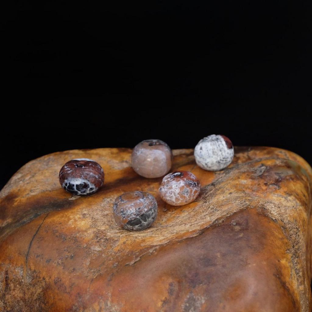 Бусина "Старый агат" шайба округлая с белым кракелюром