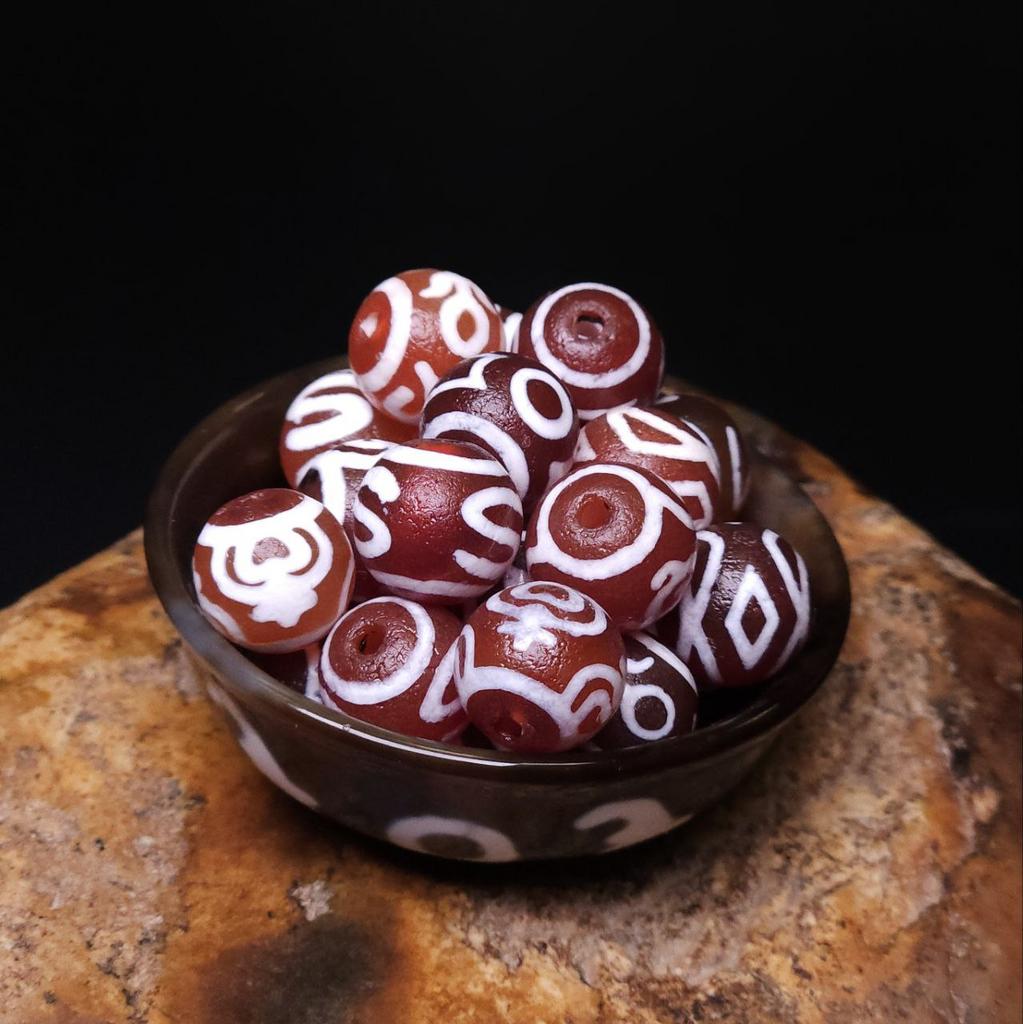 Набор красных бусин Дзи 12 мм, 100 штук