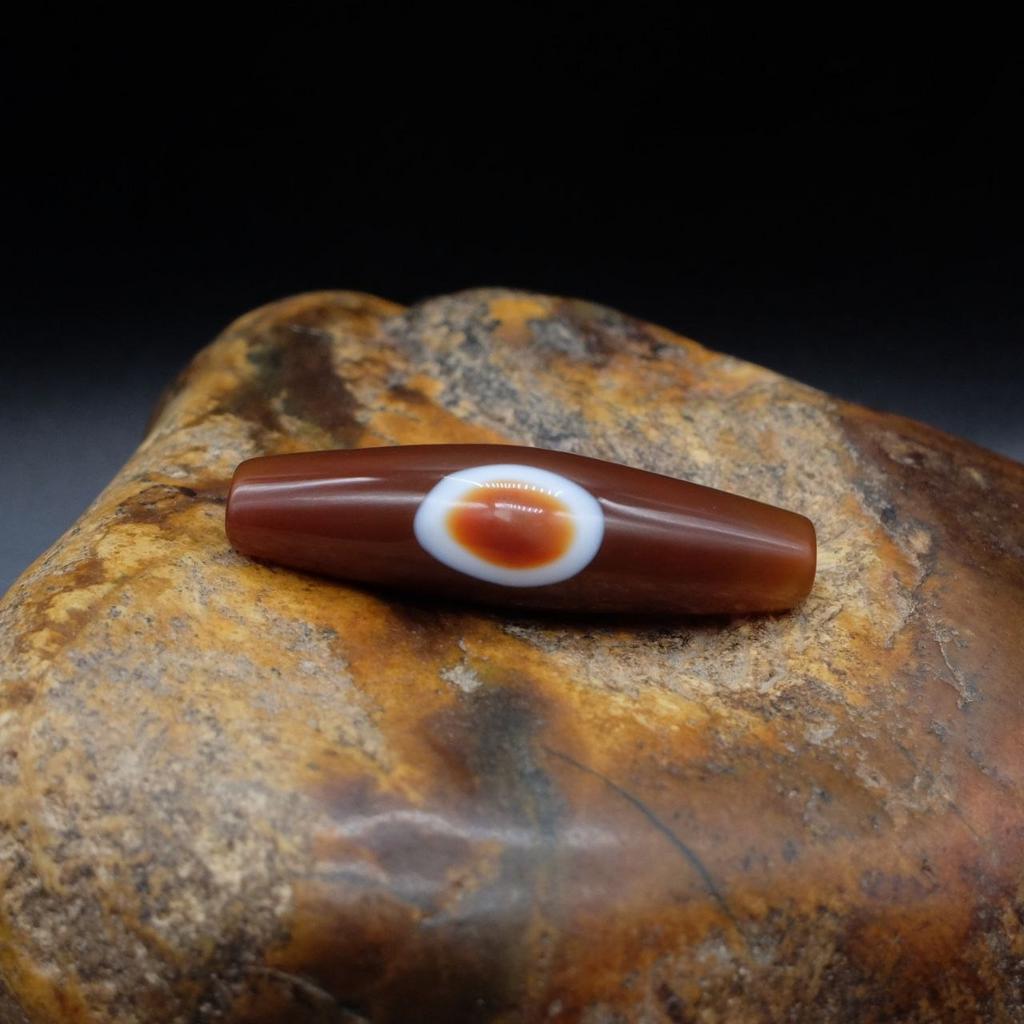 Бусина Дзи натуральная Голова Быка N°3