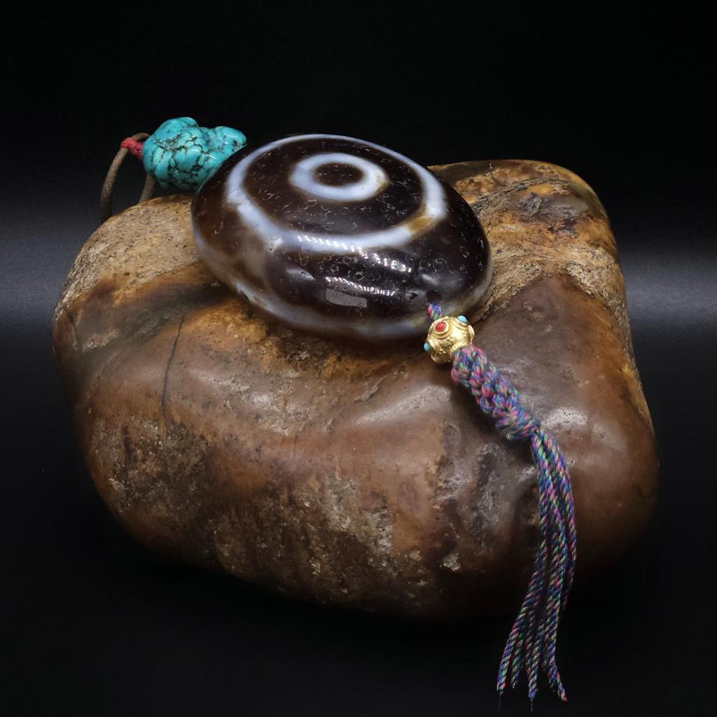 Алтарная подвеска Бусина Дзи 2 глаза и бирюза